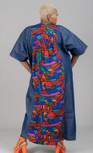 Load image into Gallery viewer, Demin mixed with African Print Free Dress
