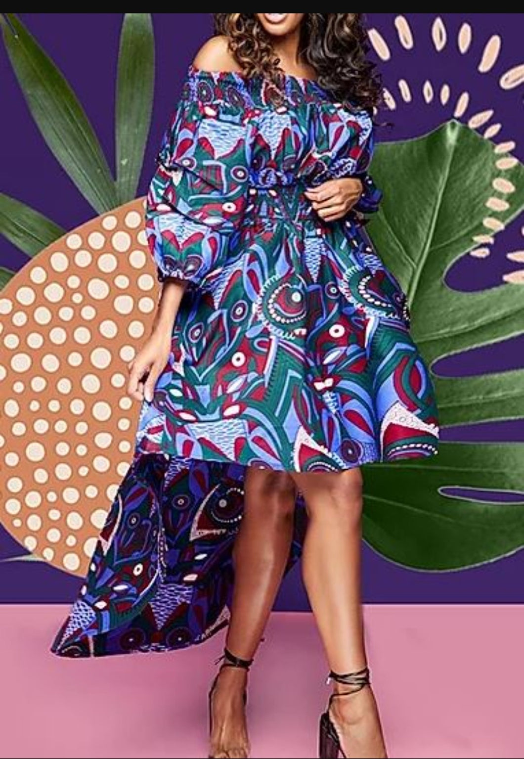 African Print Hi-Lo Dress