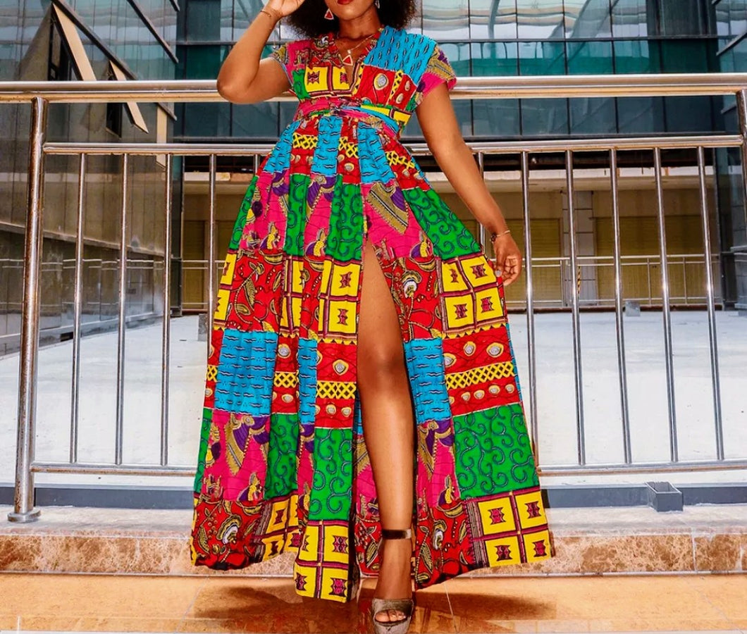 African Abstract Print Women's Dress