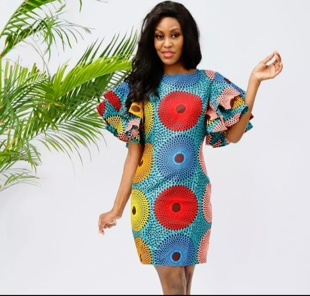 Tutu African Circle Print Dress