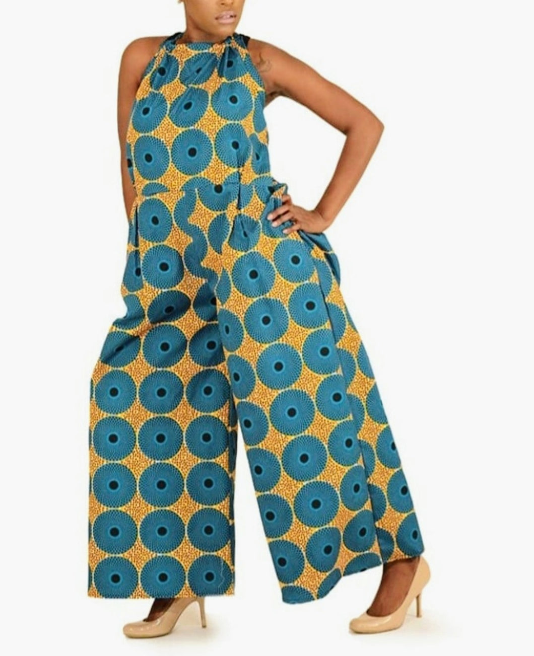 African Print Women's Backless Romper