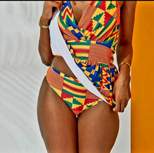 Load image into Gallery viewer, African Kente Print Swimming Dress
