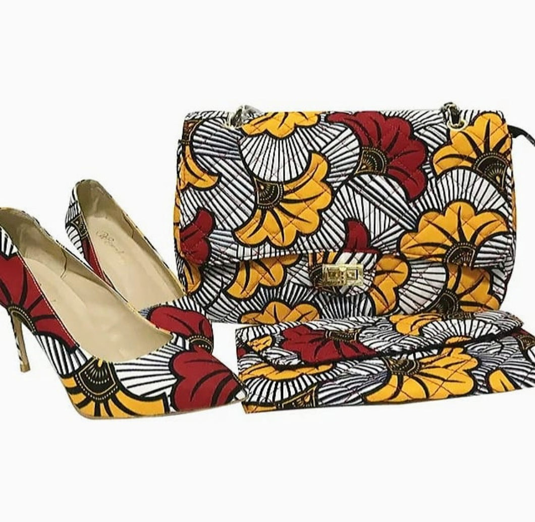 Authentic Ankara Print Bag And Shoe Set