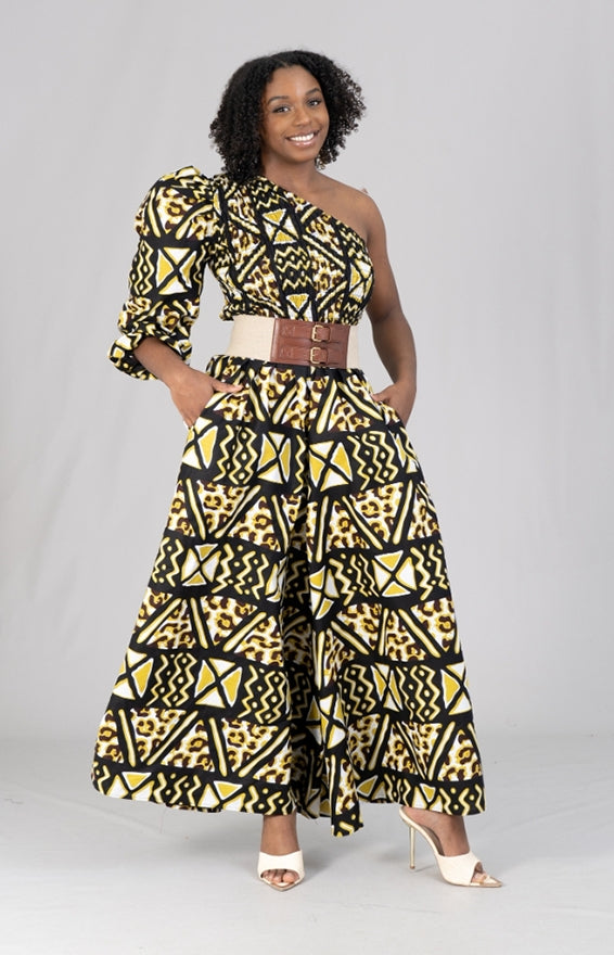 African Print Women's One Shoulder Romper