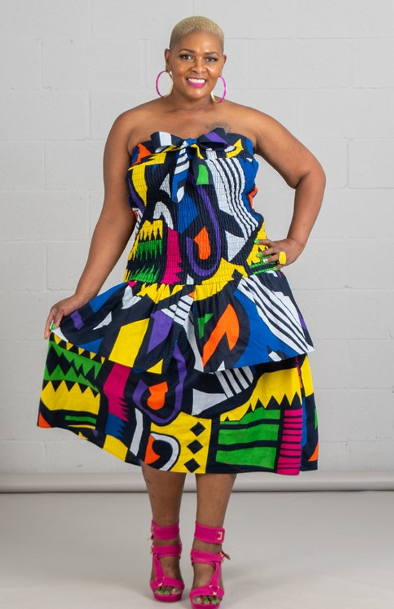 Authentic African Print Tiered Skirt