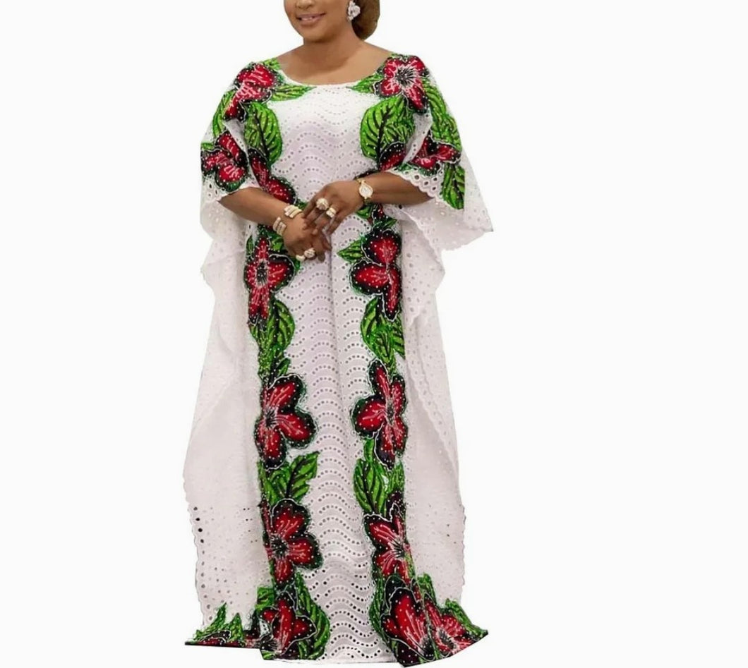 African Lace Print Boubou Dress