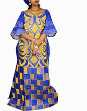 Load image into Gallery viewer, Authentic African Bazin Dress With Embodery
