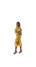 Load image into Gallery viewer, Authentic African Print Yellow Peacock Dress
