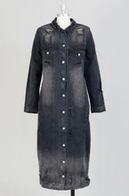 Load image into Gallery viewer, Demin Black Dress With Rhinestones
