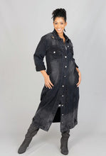 Load image into Gallery viewer, Demin Black Dress With Rhinestones
