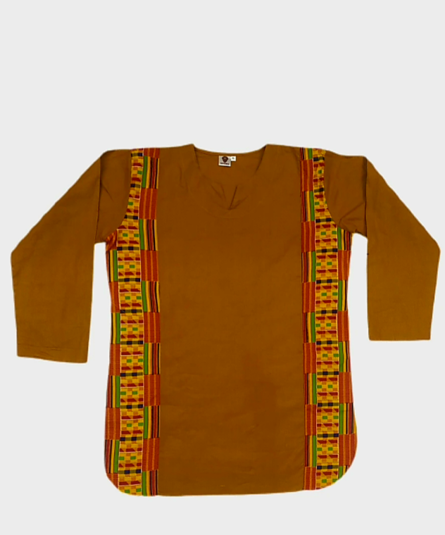 African Print Linen and Kente Print Top