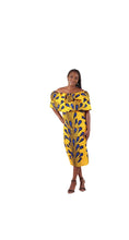 Load image into Gallery viewer, Authentic African Print Yellow Peacock Dress
