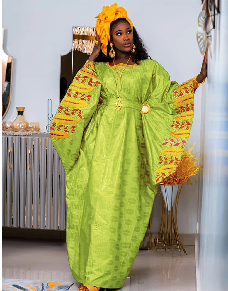 Quality African Bazin Print Boubou Dress